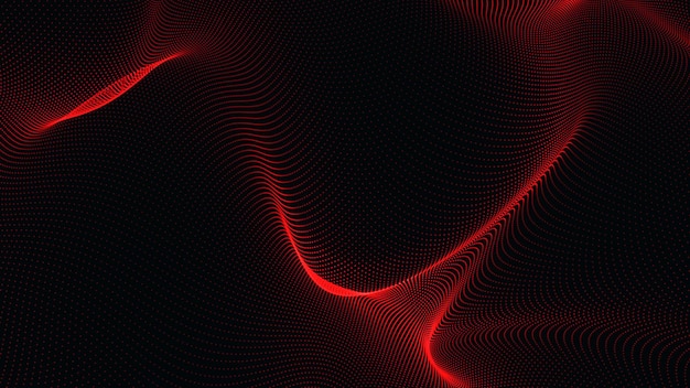 Abstract mir red wave isolated on the black background 3D rendering