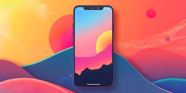 Abstract Mobile Phone Wallpaper With Sunset and Mountains