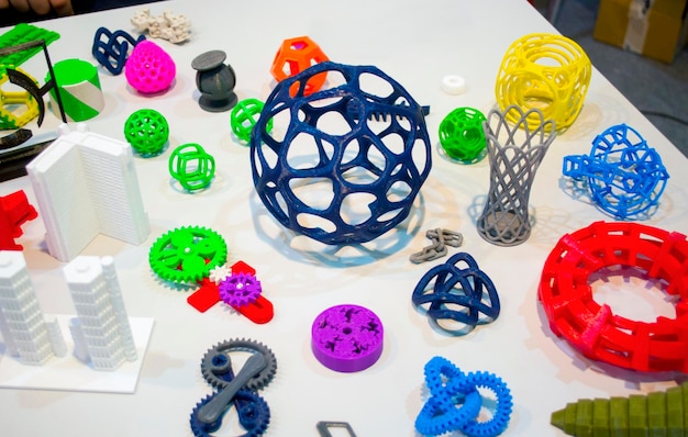 Abstract models printed by 3d printer closeup