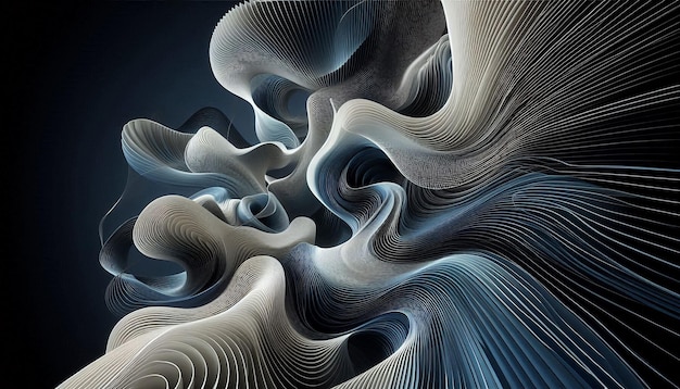 Abstract modern 3D background with flowing wavy shapes