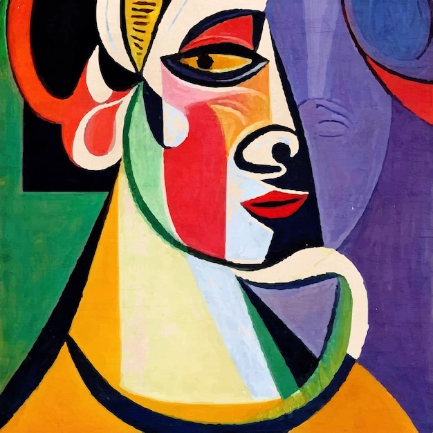 Abstract Modern Art Picasso Style Human Woman Face Printable Art