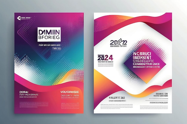 Abstract modern business conference design template with gradient halftone effect Dynamic flyer layout