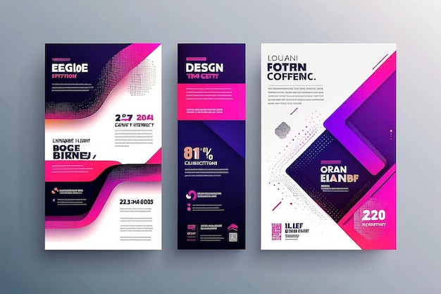 Abstract modern business conference design template with gradient halftone effect Dynamic flyer layout