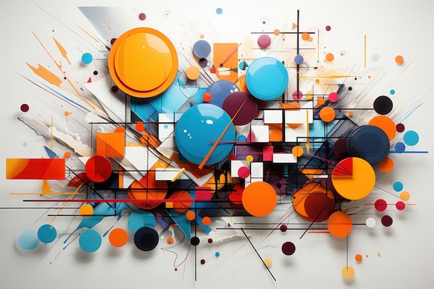 Abstract modern colorful digital art made with geometric shapes