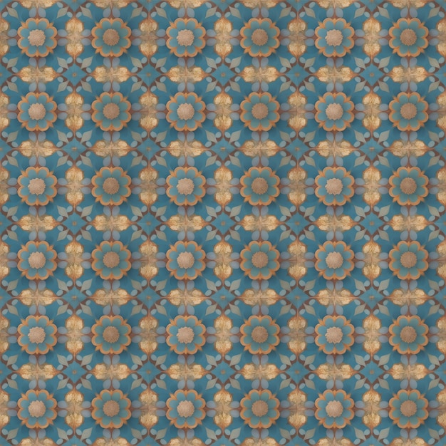 Abstract and modern flower shapes tile pattern image generated by Ai