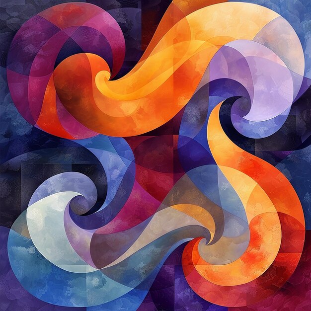 Photo abstract modern graphic design with swirls and square patterns