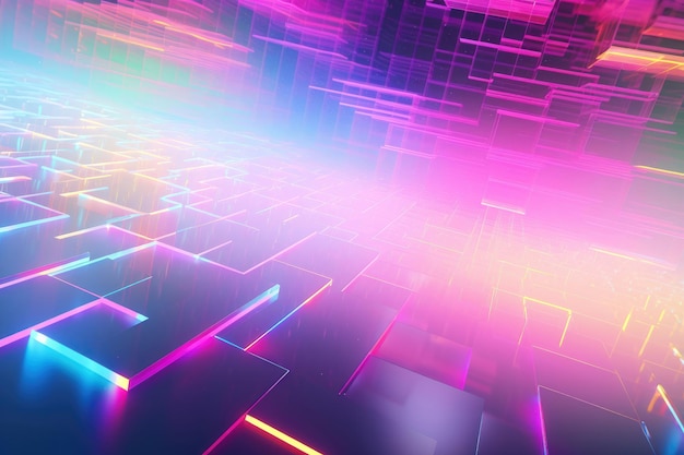 Abstract Modern pastel colored holographic background in 80s style AI generated