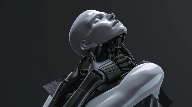 Photo abstract modern portrait of a futuristic cyborg humanoid with dark aesthetics conceptual art in blac