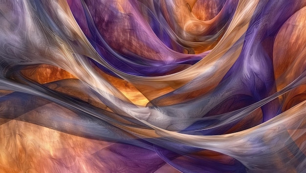 Abstract Modern Rainbow Swirl Wavy Pattern of Purple and Blue Colors Dark Orange and Gold Style