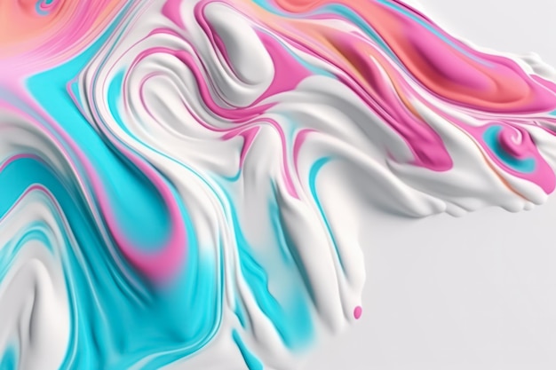 Abstract modern white and neon colors liquid wavy acrylic paint background Generative AI