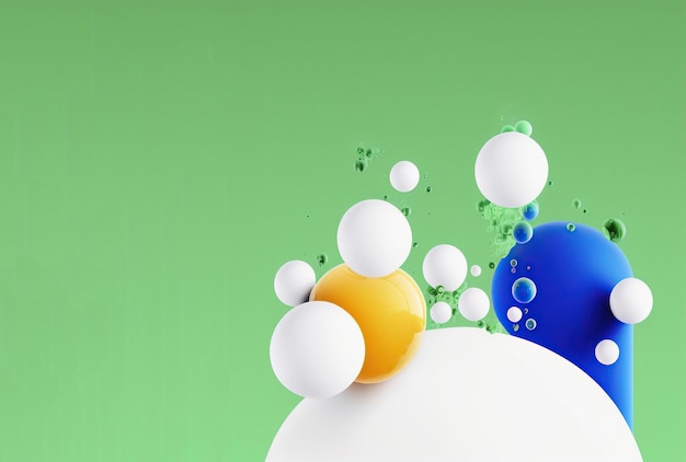 Abstract modern white yellow and blue circle shape on green background