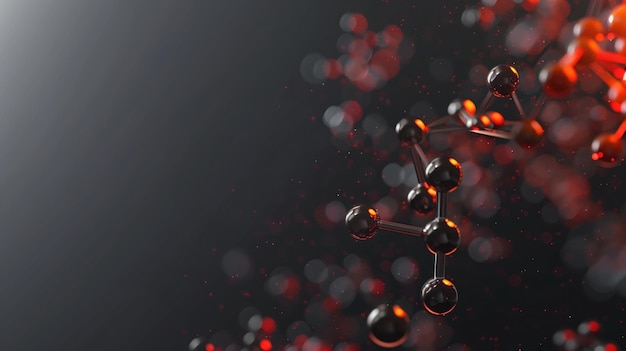 Photo abstract molecular structure on dark background stylish banner for scientific