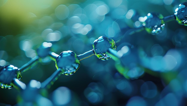 Photo abstract molecular structure in teal and green hues