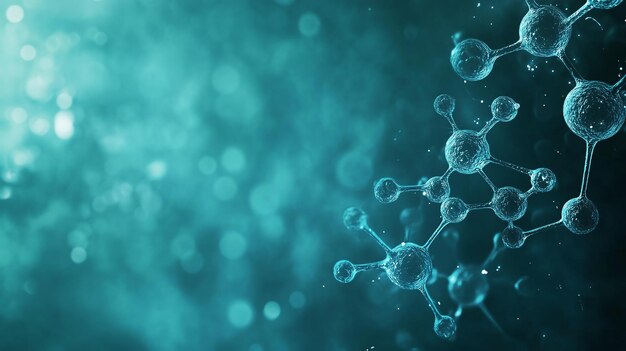 Abstract Molecular Structure with Blue Bokeh Background