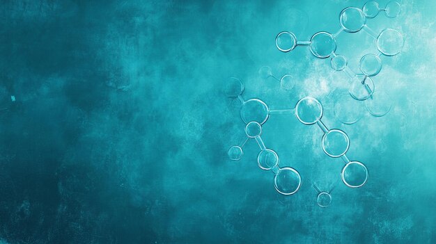 Abstract Molecular Structure with Blue Bokeh Background