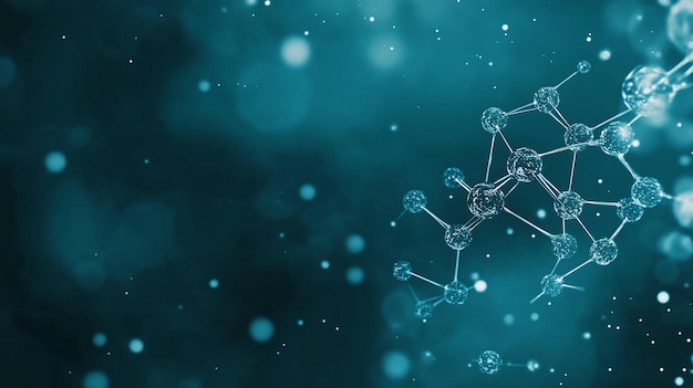 Abstract Molecular Structure with Blue Bokeh Background