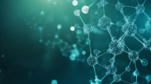 Abstract Molecular Structure with Blue Bokeh Background