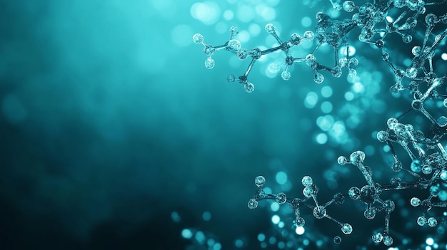 Abstract Molecular Structure with Blue Bokeh Background