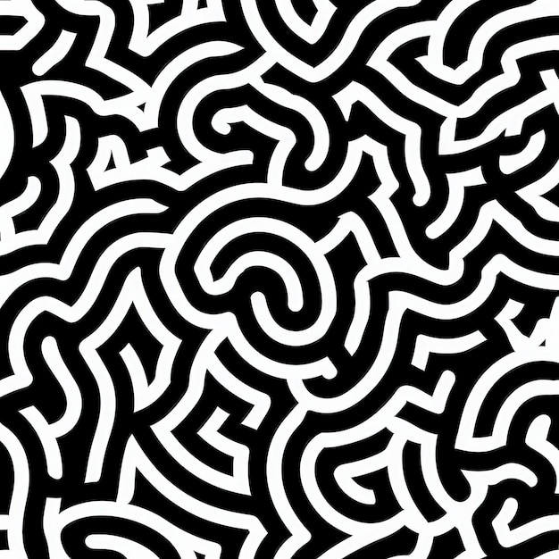 Abstract Monochrome Geometric Pattern with Interlocking Shapes