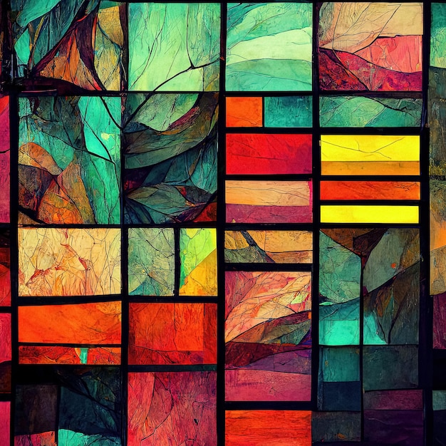 Abstract mosaic window illustration stained glass artwork colorful wallpaper background geometric