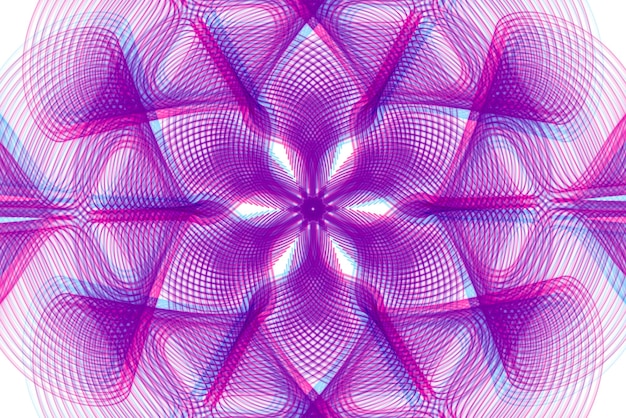 Abstract motion graphics with colored pink spirals and fractals on a white background Parametric movement Abstract futuristic space background