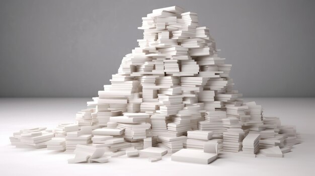 Photo abstract mountain made of stacked white paper