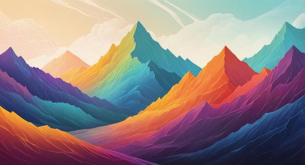 Photo abstract mountain range with vibrant colors