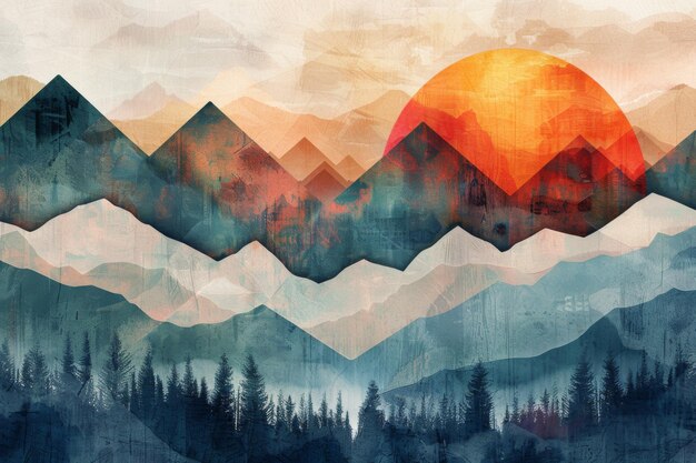 Photo abstract mountain sunrise art