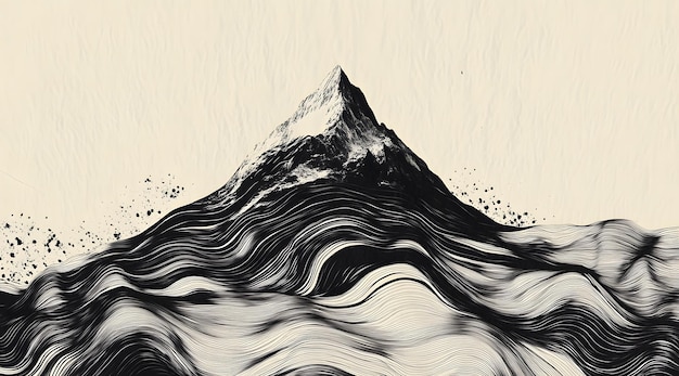 Abstract Mountainous Landscape with Wavy Lines