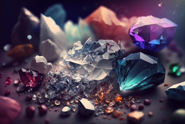 Abstract multicolor many crystal stone diamond background