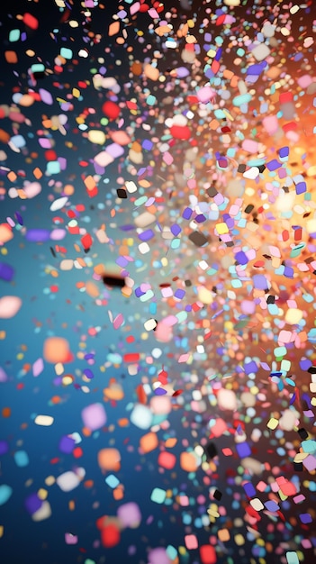 Abstract Multicolored Confetti Falling at Festive Celebration