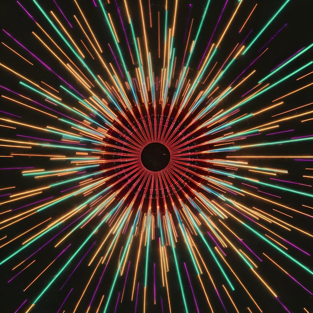 Abstract Multicolored laser lighting graphics on black background