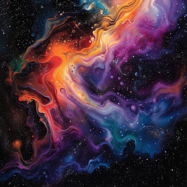 Abstract Multicolored Swirl in Space Background