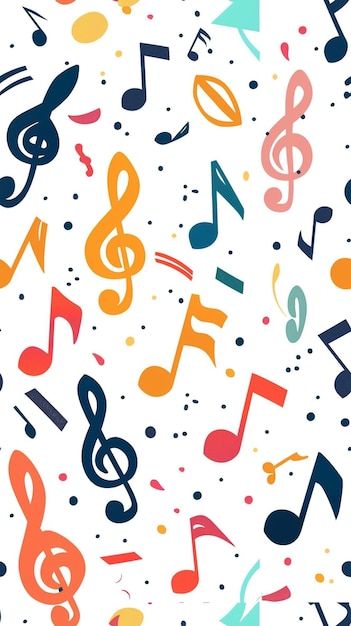 Abstract music note seamless pattern background AI Generative