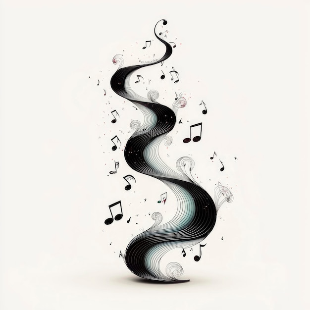 Photo abstract music notes swirling design