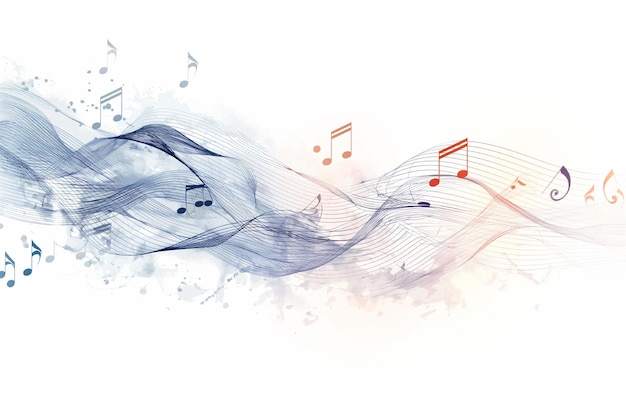 Abstract musical background with music notes in watercolor style Vector illustration