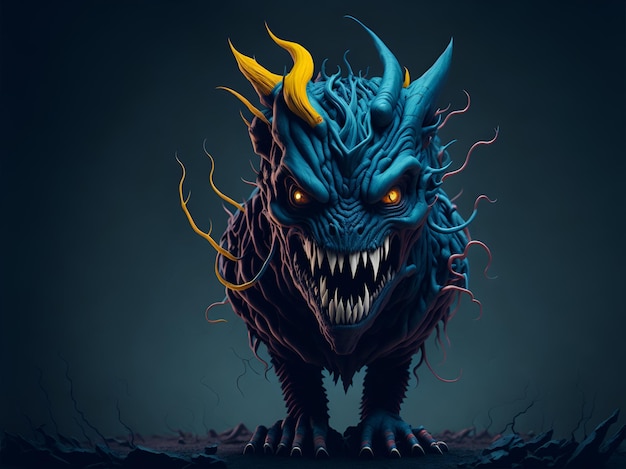 Abstract mutant creature illustration Weird chimera animal on background in contrast colors Ai Generated