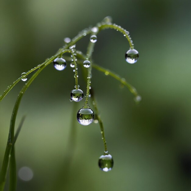 Photo abstract natural background with dew drops closeup