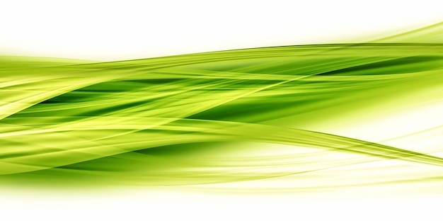 Abstract natural background with flowing green lines and waves on white