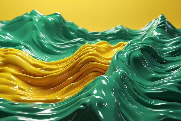 Abstract Natural Background with Flowing Green and youllow Lines and Waves