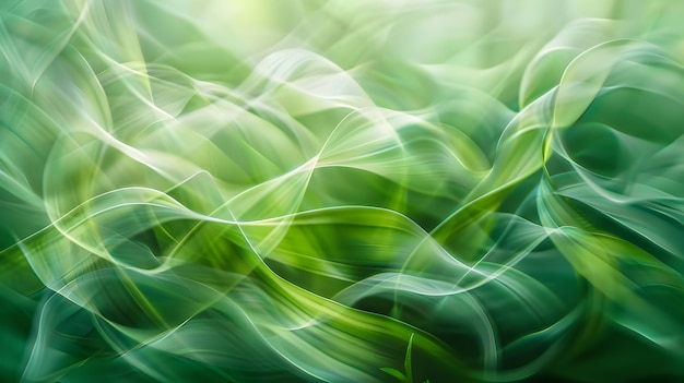 Photo abstract natural background with smooth green lines