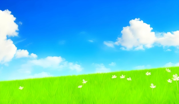 Abstract nature background with grass and blue sky