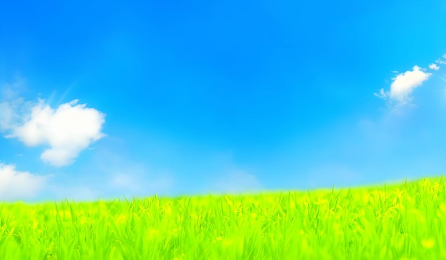 Abstract nature background with grass and blue sky