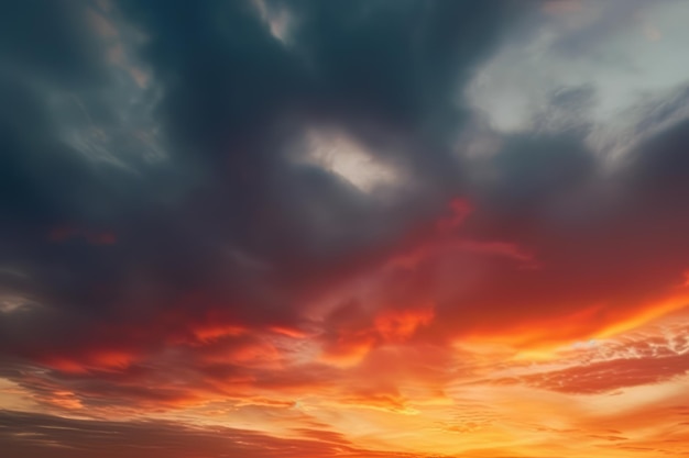 Abstract nature sky and skyline photo in the style of colorful turbulence dark orange and dark cyan