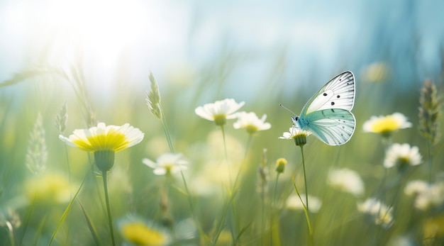 Abstract nature spring Background spring flower and butterfly generate ai