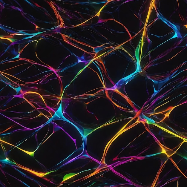 Abstract neon art on black background neural network generated art