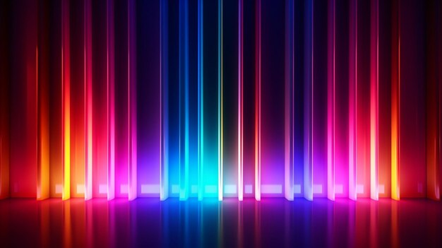 abstract neon background with colorful spectrum Modern wallpaper with glowing vertical lines