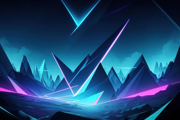 Abstract neon background with geometric triangle shape