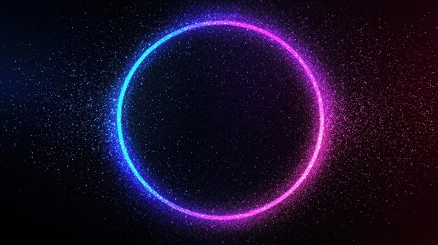 Photo abstract neon circle glow background with sparkle texture