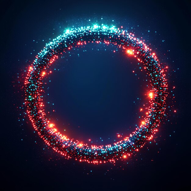 Photo abstract neon circle with red and blue glowing lights